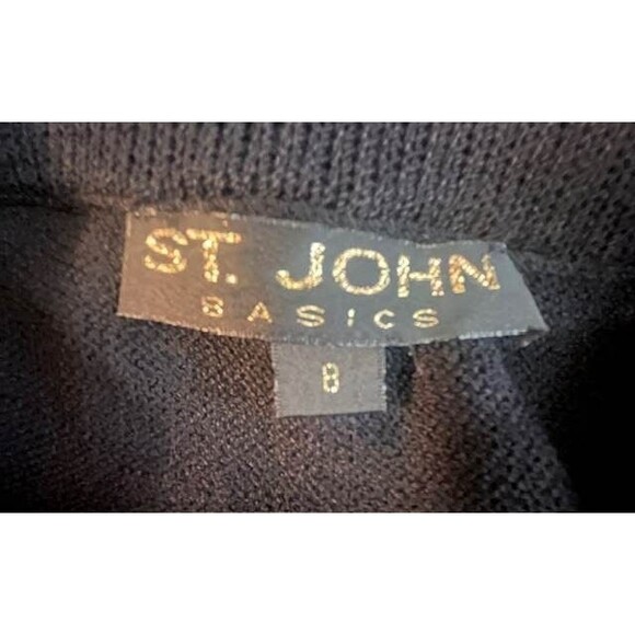 St John Basic 8 M Black Santana Knit Pull On Knee Length Pencil Skirt - Picture 5 of 6